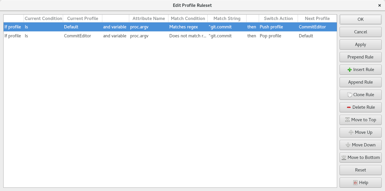 Picture of Profile Rules Editor dialog.